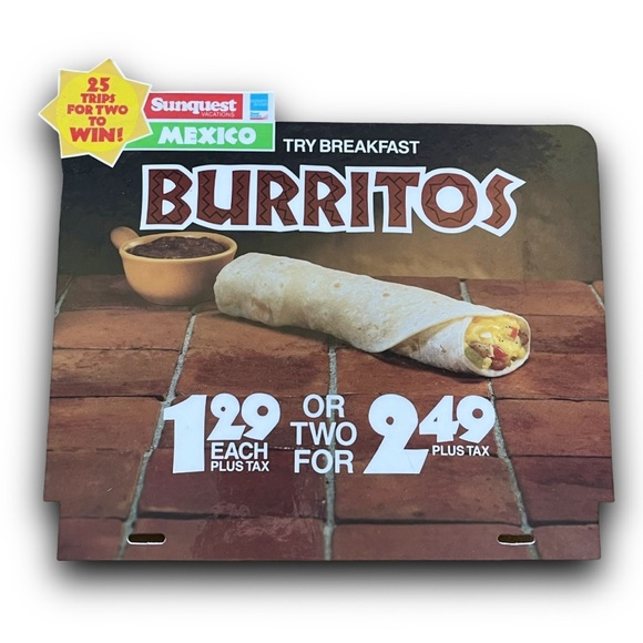 1990s McDonald's Mexican Breakfast Burrito Vintage Translite Sign Advertising - Picture 1 of 2